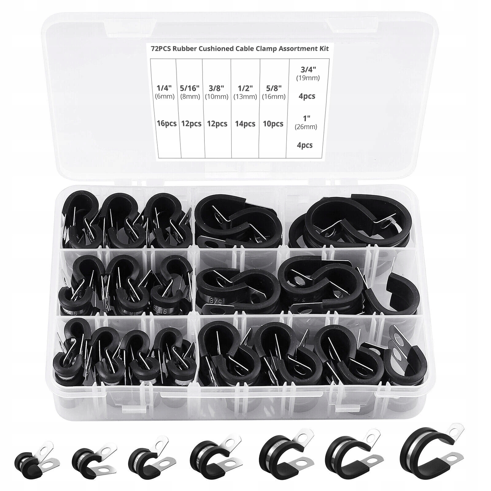 Zaciski Kablowe ze Stali Nierdzewnej 304 Epdm Obejmy P-Clips Mix 6-13mm