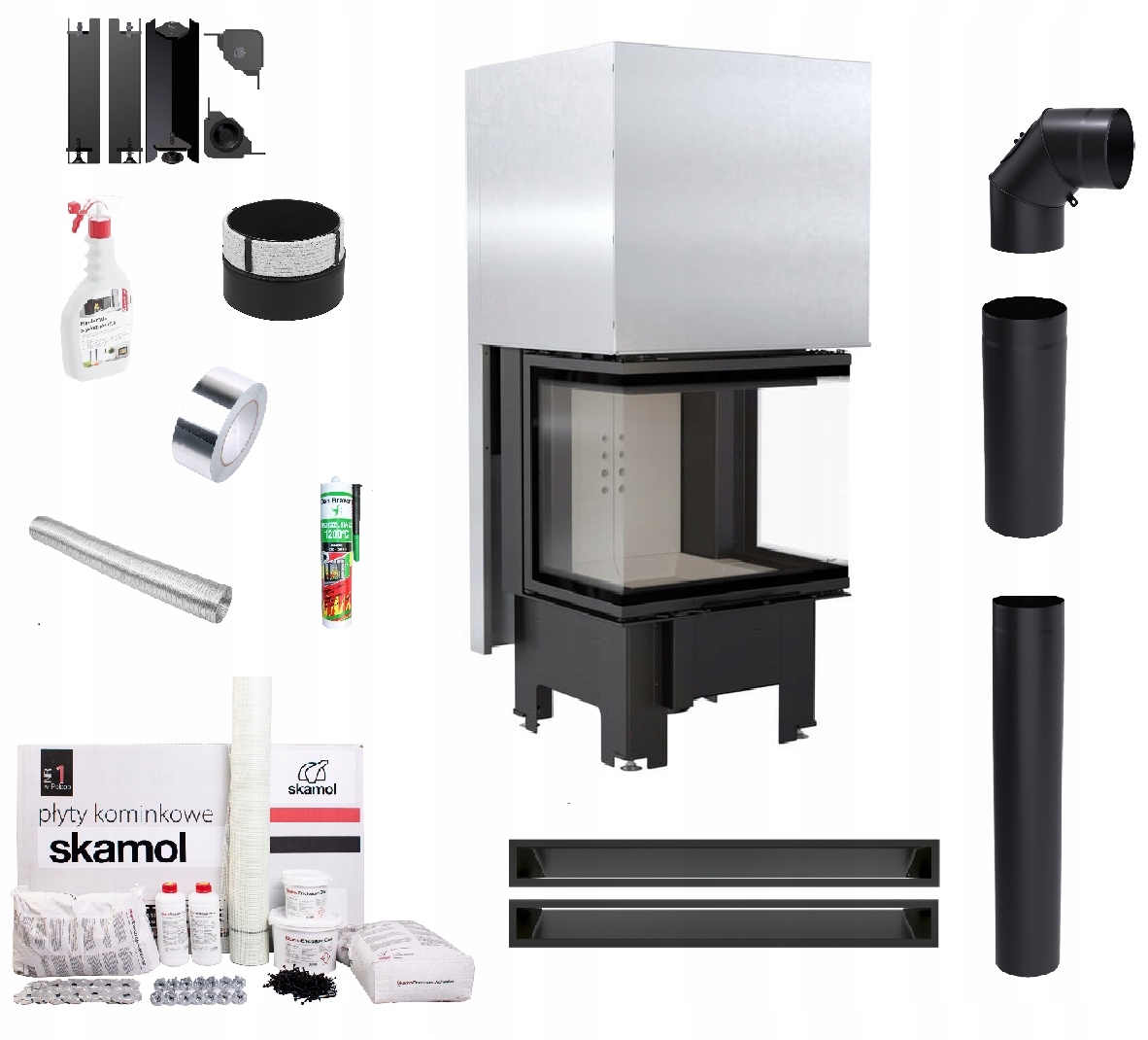 Kominek Vložka 3 skla Nbc 8 500X500 gilotina Set