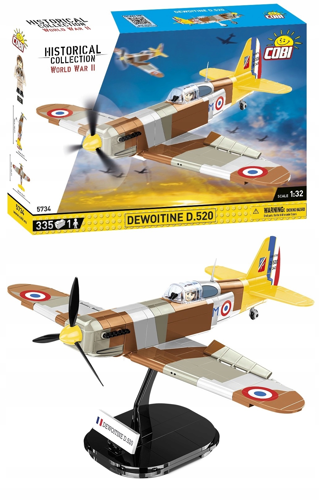 klocki Cobi 5734 Dewoitine D.520 Myśliwiec z czasów II Wś Samolot myśliwski