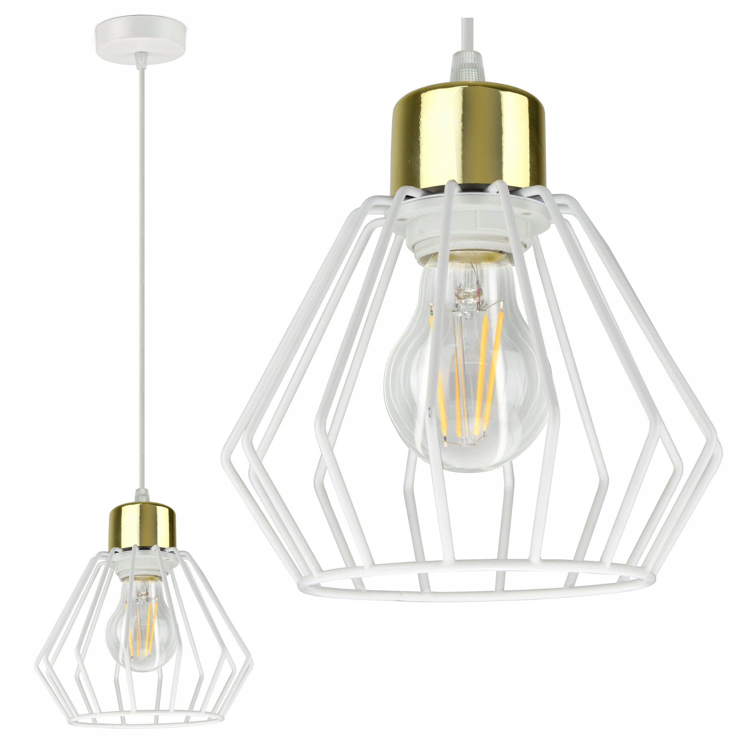 

Lampa Plafon Żyrandol Glamour Biała Złota Led