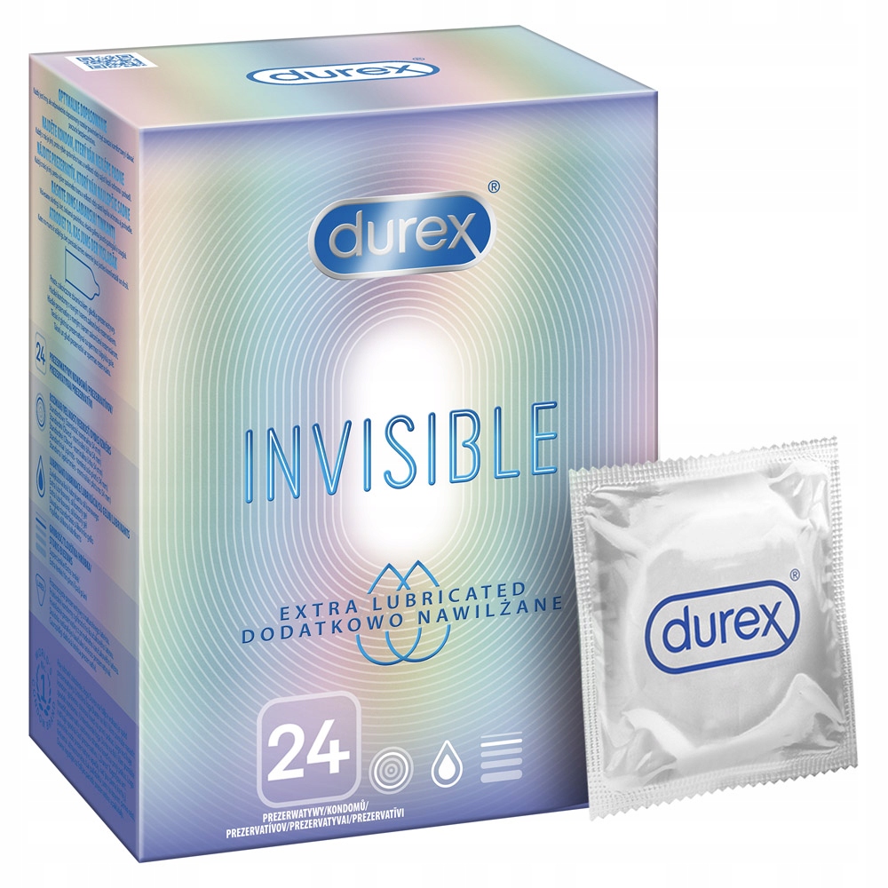 DUREX Prezerwatywy Invisible Nawilżane 24 sztuki Marka Durex