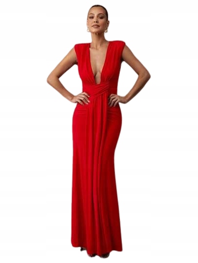 Shein Červená Šaty S Hlubokým Výstřihem 1HH