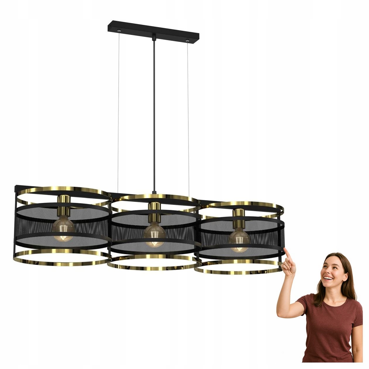 3-bodová závesná lampa nad stôl Rim 3904 Luminex