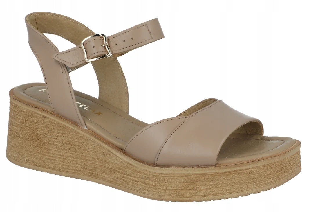 Dámské kožené sandály 3MF66_Z béžová kotníková platforma Ryłko Relax vel. 40
