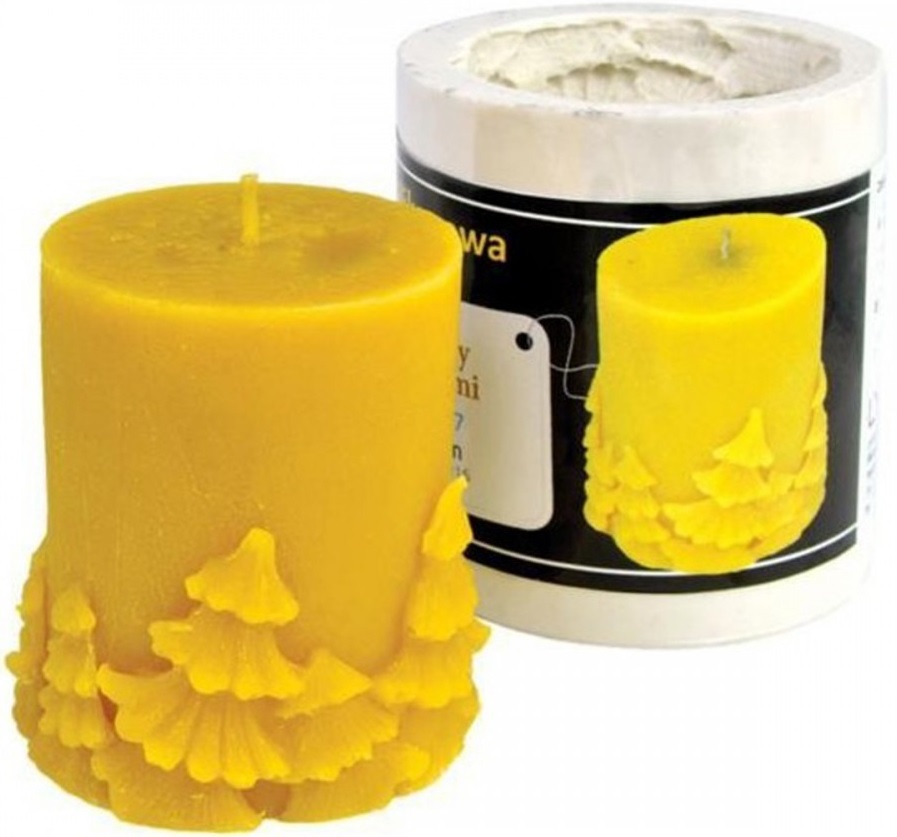 FORMA SYLIKONOWA WALEC mały Z CHOINKAMI wosk ul fs27