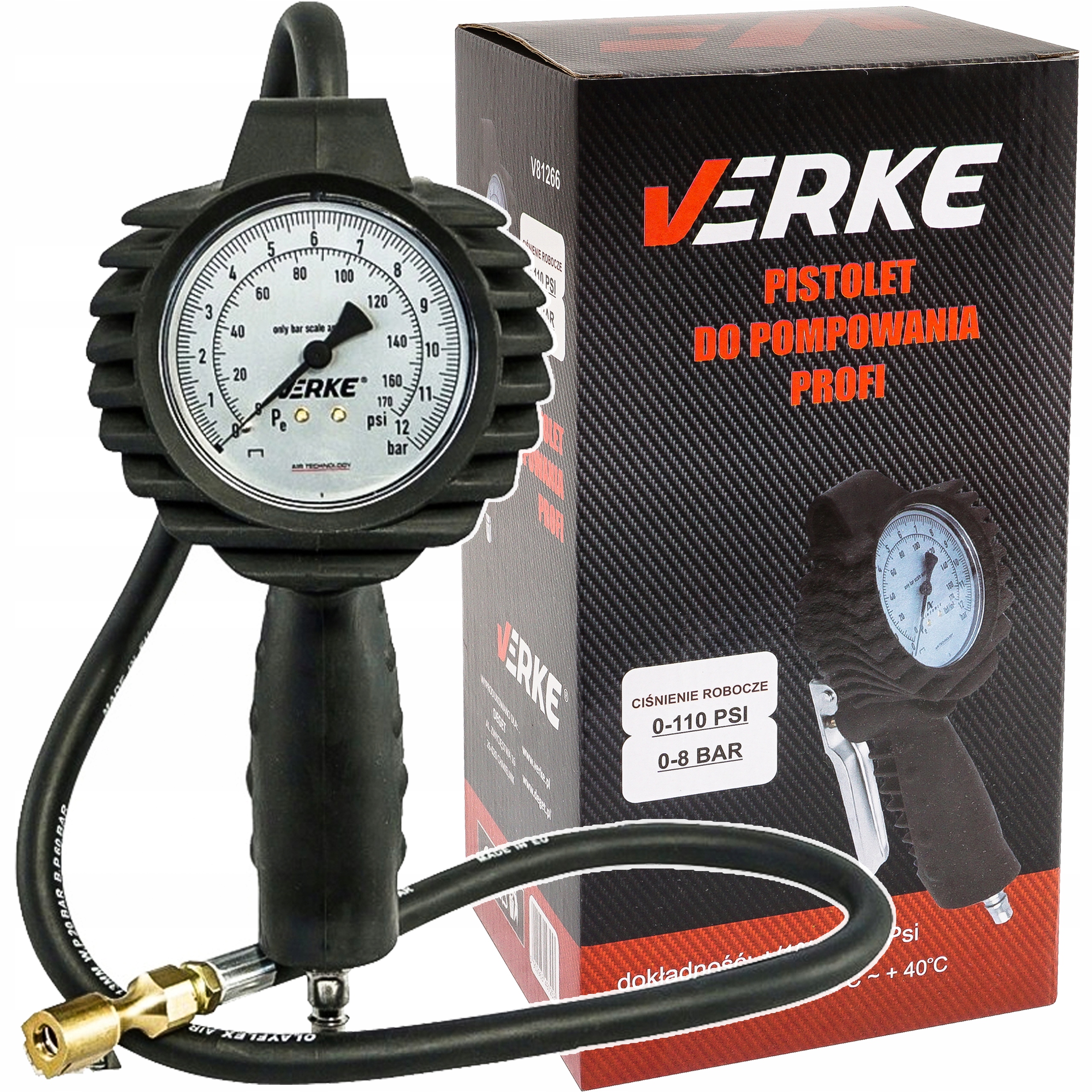 PISTOLET DO POMPOWANIA KÓŁ OPON MANOMETREM POMPKA