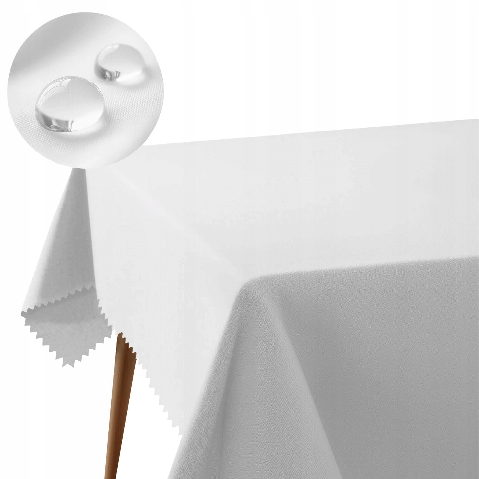 Obrus 180x300 biały plamoodporny poliester bez wzoru 240 g/m2 do jadalni Pl