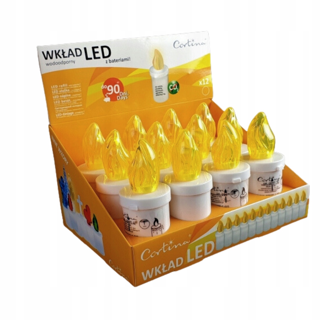 WKŁAD DO ZNICZY LED 90 dni Żółte Efekt Płomienia PAKIET EAN (GTIN) 5907520028611