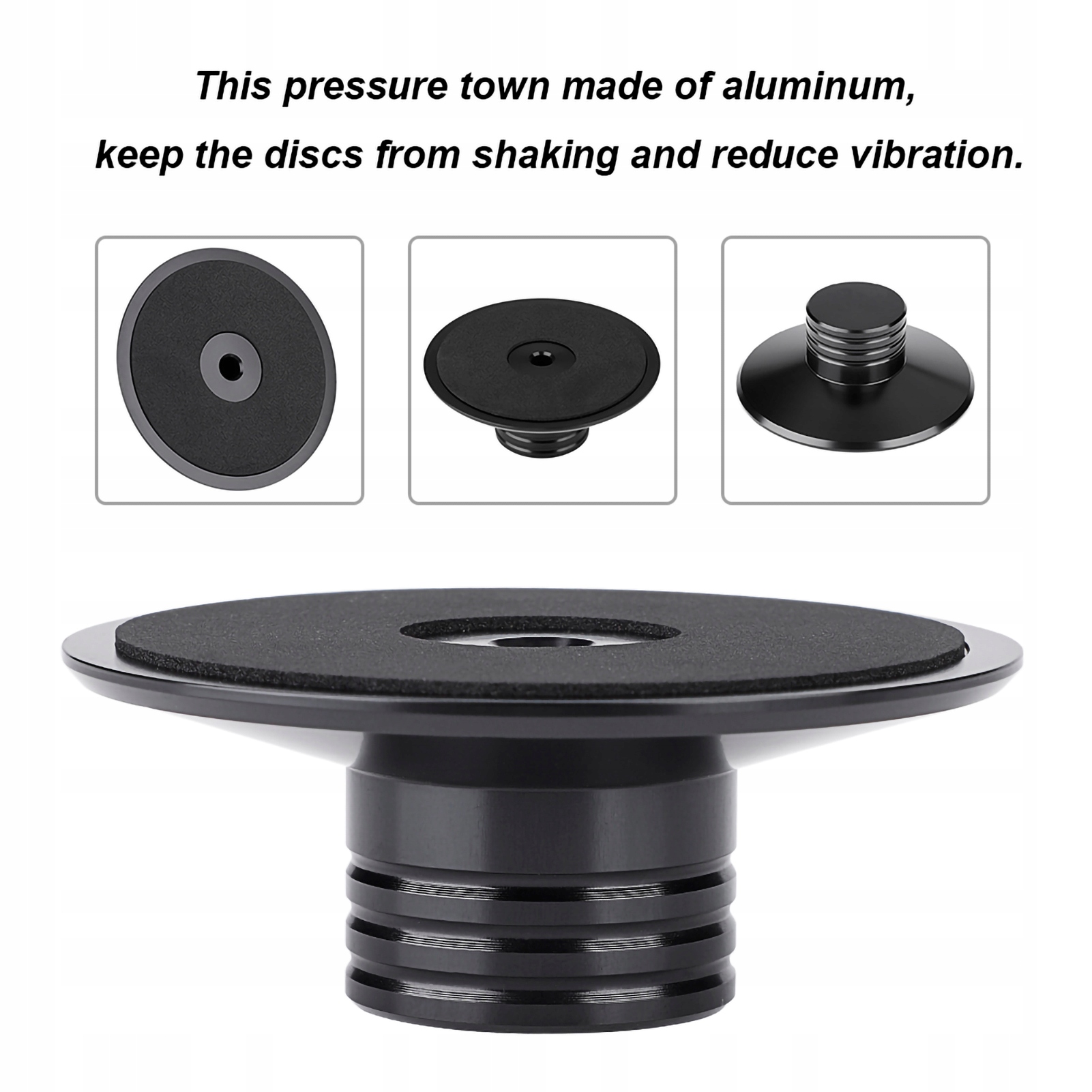 CZARNY DOCISK PŁYTY GRAMOFONOWEJ ALUMINIOWY Model XD04711-01