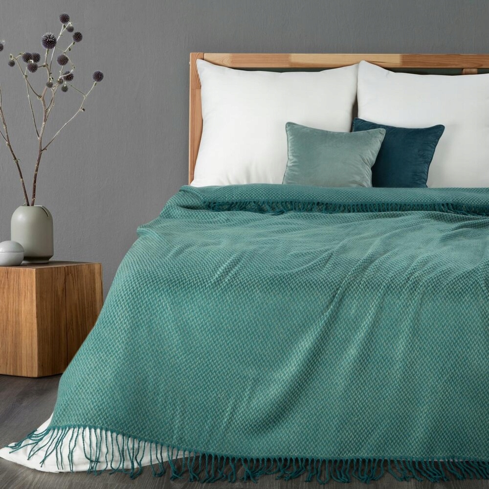 Deka na přehoz Akryl 130x170 Eurofirany mátová tyrkysová měkká s jemným vzorem