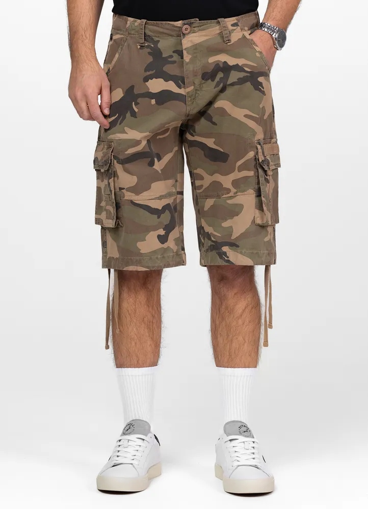 Pánské kapsáče šortky Pitbull Volmer kraťasy maskáčový s delšími rovnými nohavicemi