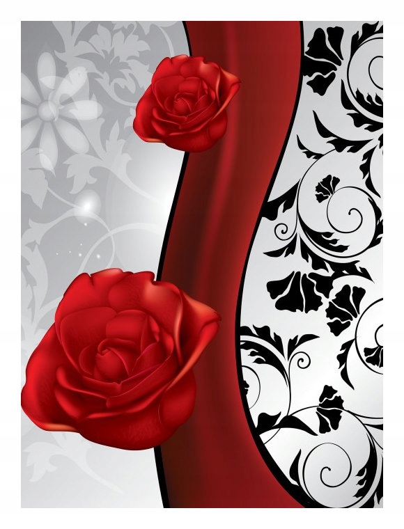 Fototapeta Červené růže s vinylovou stuhou 184x254 Elegance a styl lepidlo