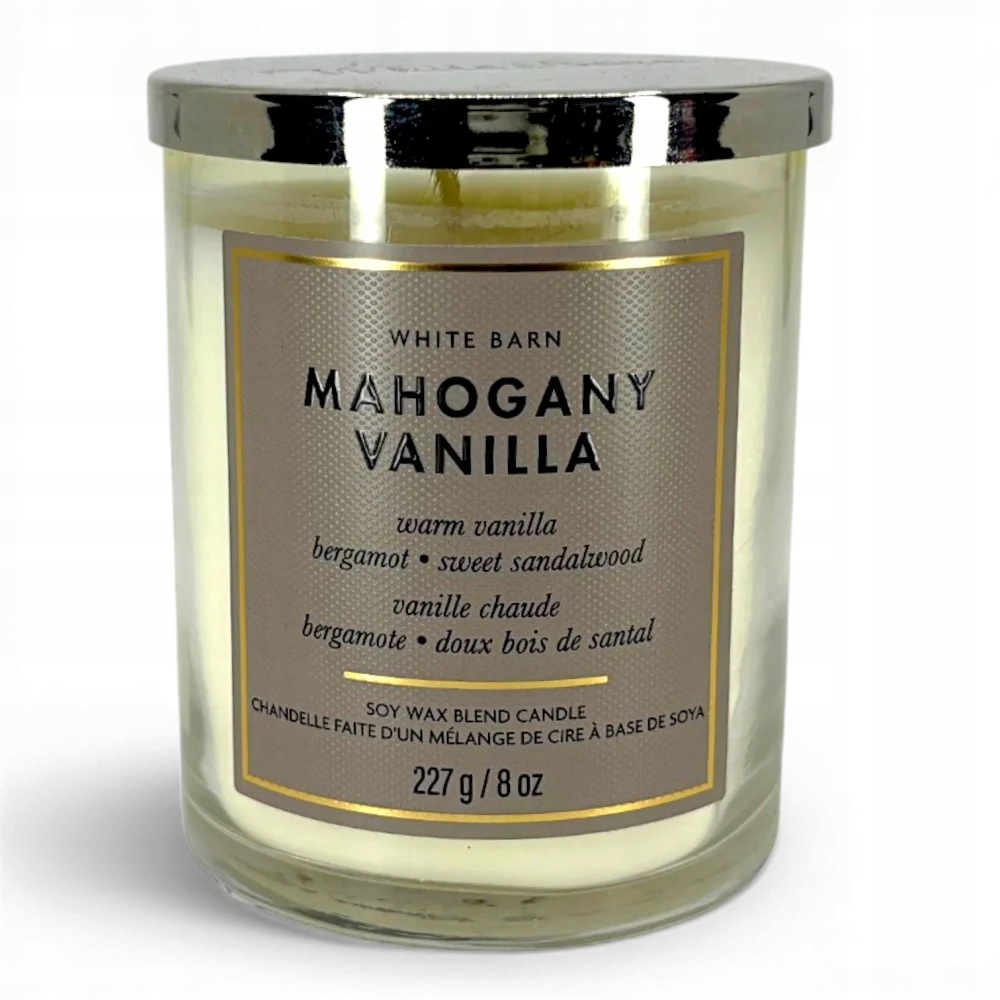 Bath & Body Works 1-knotová vonná svíčka Mahogany Vanilla 227 g