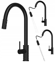 Batéria s výsuvným Kuchynským Výtokom, čierna, stojanový kohútik do kuchyne Glami