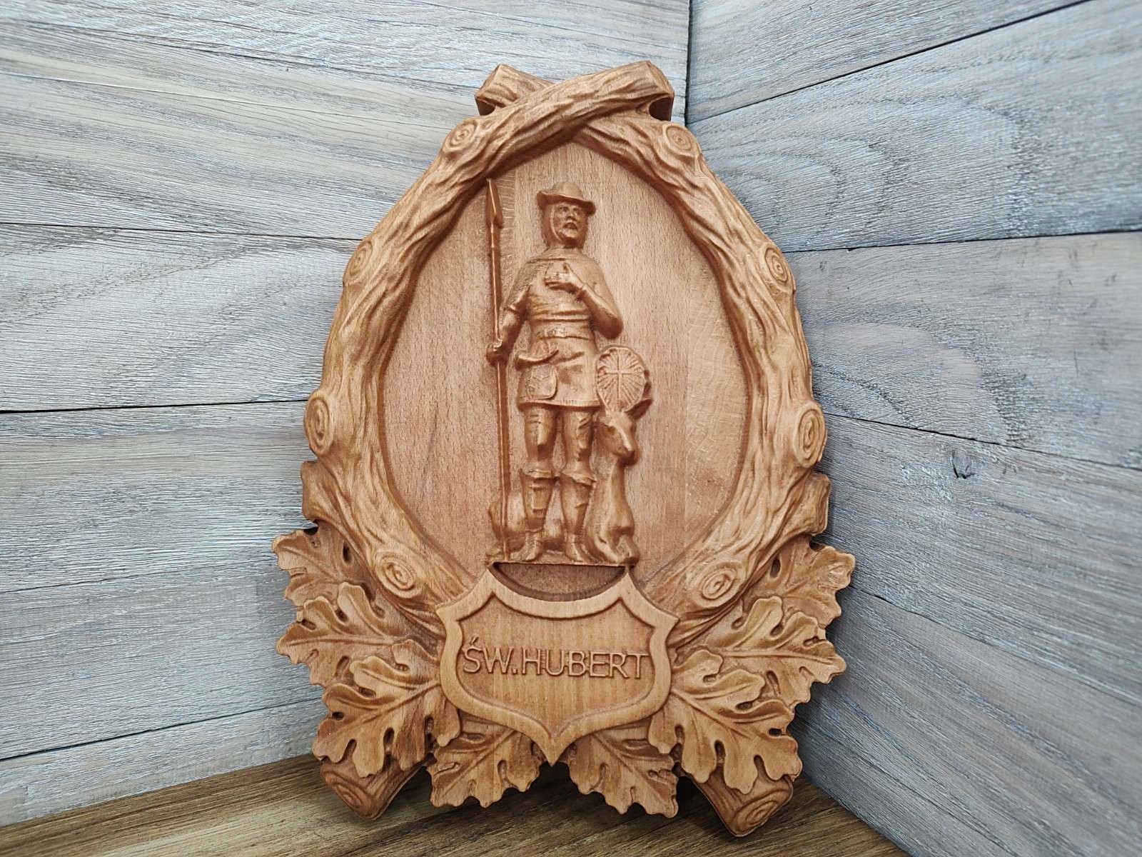 Obraz reliéf, ikona, erb sv. Huberta, patron myslivců 30 cm
