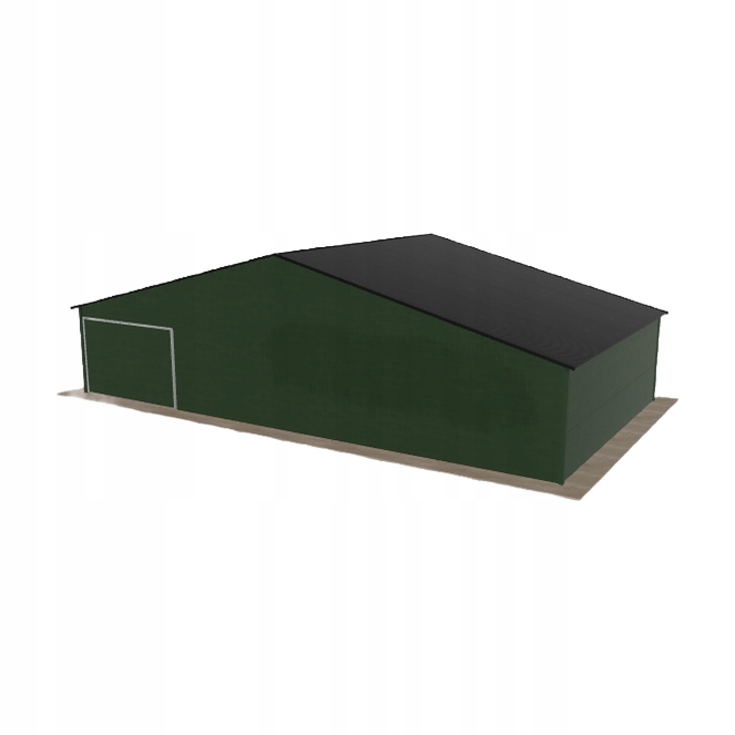 Plechová garáž 12x6.5 m, jednopolohová, dvouspádová, zelená