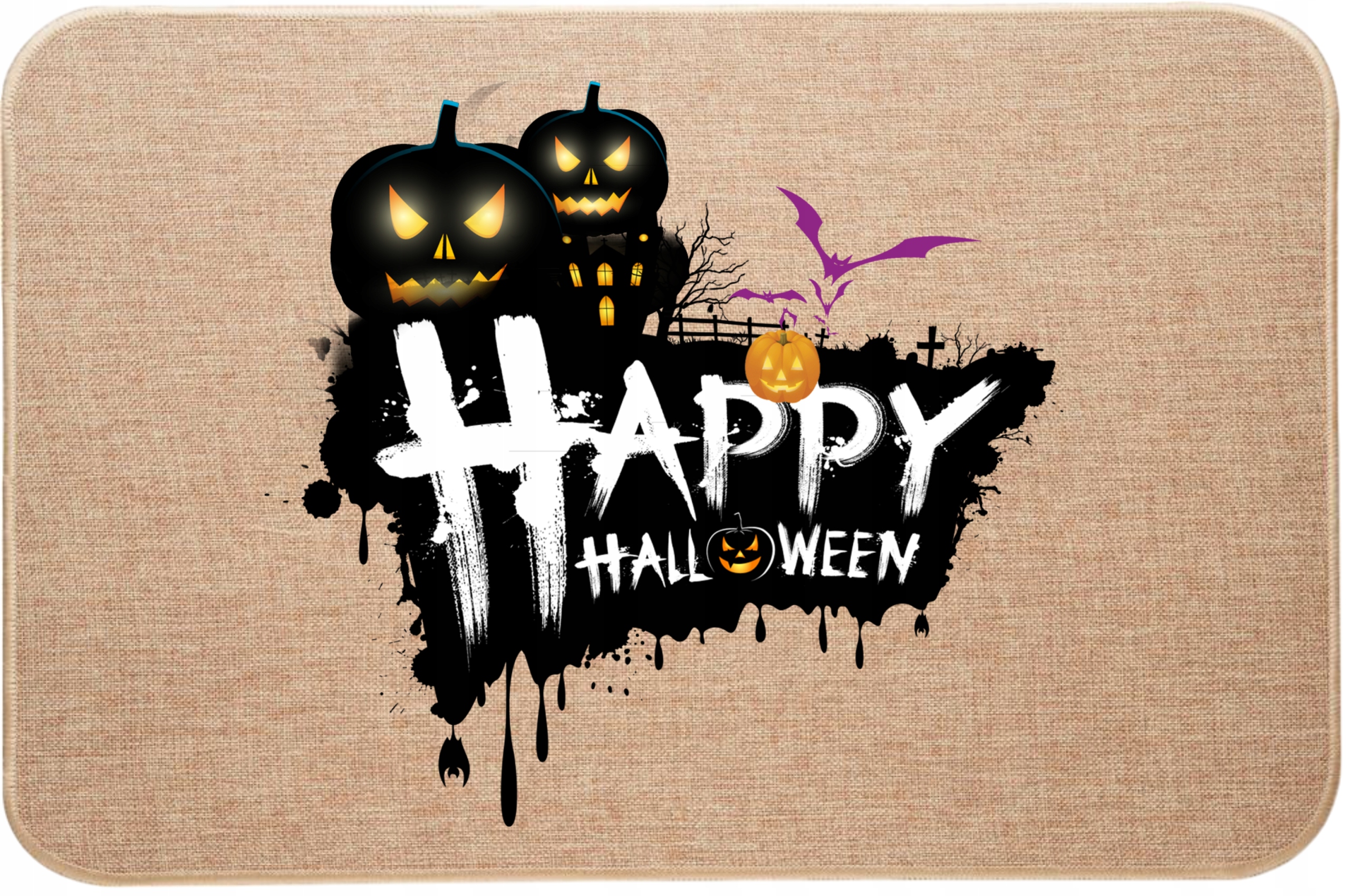 Lněná rohožka Happy Hallowen Ideální rohožka na Halloween