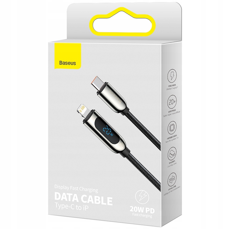 BASEUS MOCNY KABEL PRZEWÓD USB TYPU C DO LIGHTNING TELEFON IPHONE 20W 2M Złącza USB typ C - Apple Lightning