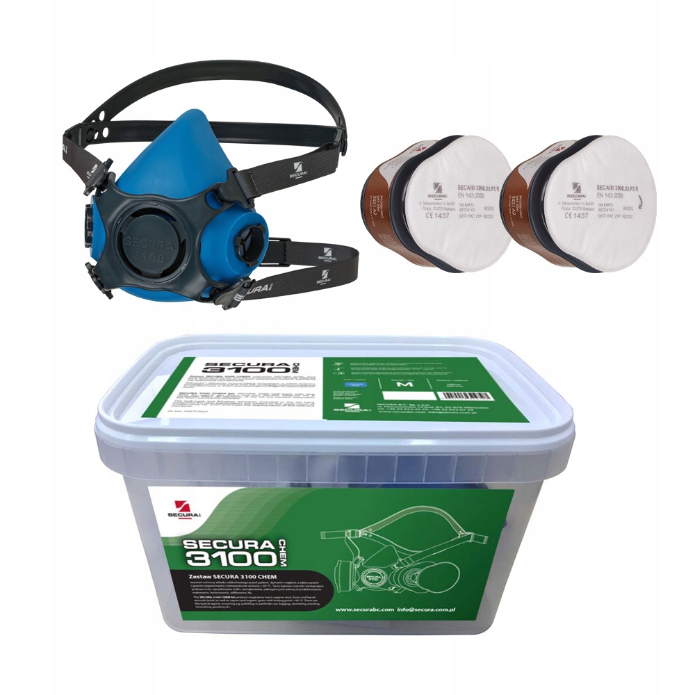 Maska Secura 3100 Chem A2 P3 R Zestaw półmaska filtry (rozmiar M)