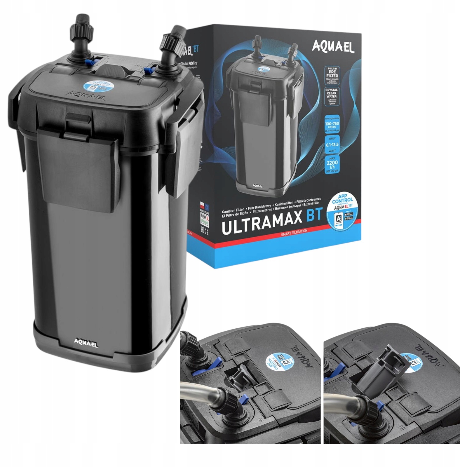 Niezawodny Filtr Zewnętrzny Akwarium 100-700 2200l/h Bluetooth Ultramax Bt