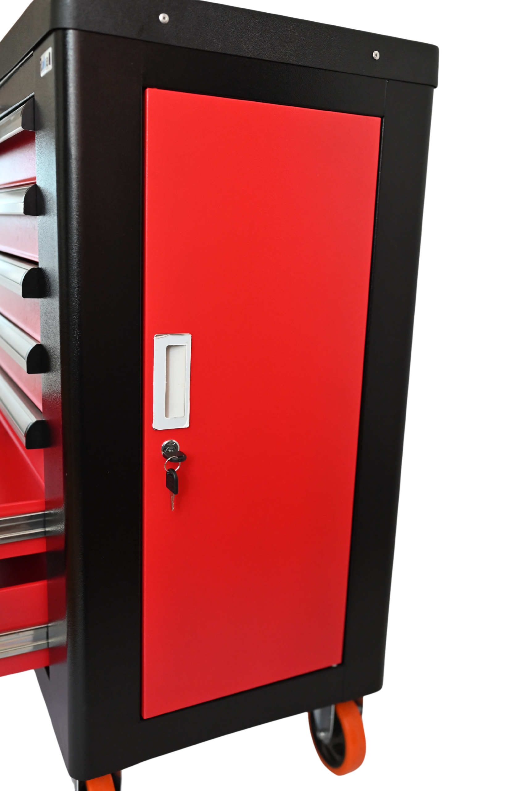 SZAFKA WARSZTATOWA PROFESJONALNY WÓZEK NARZĘDZIOWY 7 SZUFLAD SCHOWKI KÓŁKA Cechy dodatkowe dodatkowe kółka wspomagające hamulec do blokowania kół możliwość zamknięcia na klucz ranty zabezpieczające przed wypadaniem uchwyty do prowadzenia wysuwane szuflady