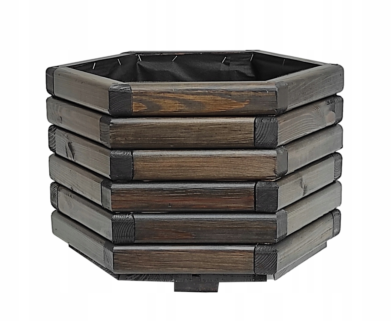 Donica sześciokątna Ogrodowa Duża na Kwiaty Zioła 80/73/30 Palisander Eko