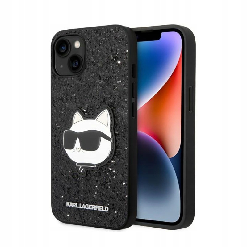 Karl Lagerfeld Nft Glitter Choupette Patch Pouzdro pro iPhone 14 Plus (černé)