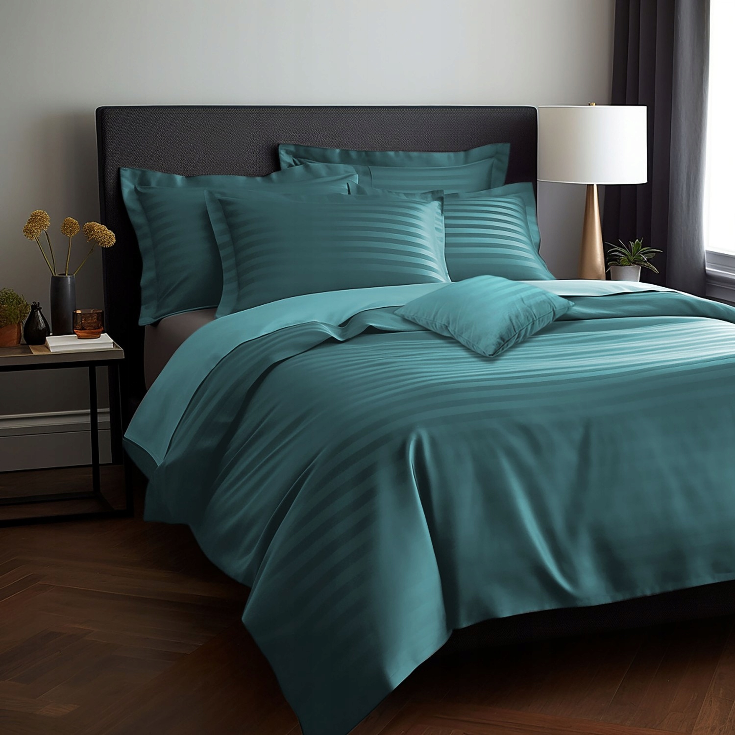 Posteľná Bielizeň bambusovo-bavlnená saténová (p) Stripe Sea TURQUOISE/180x200