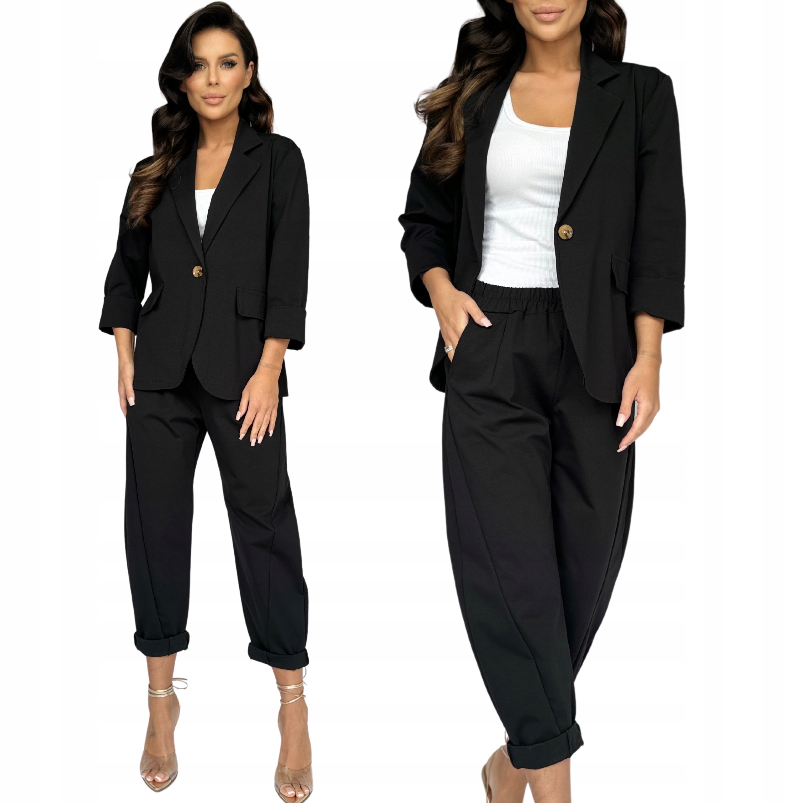 Garnitur Komplet Damski Marynarka Żakiet Spodnie Dres Bawełna One Size Czar