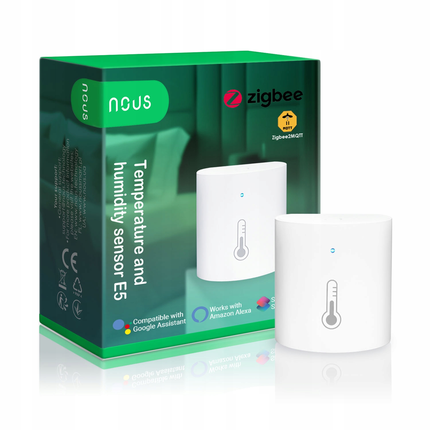 

Czujnik temperatury wilgotności ZigBee Nous E5