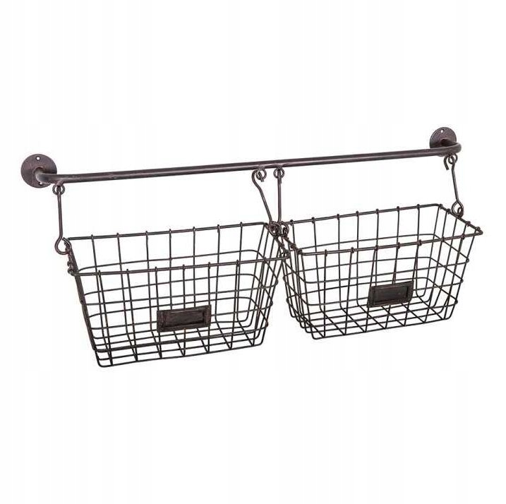 PODWÓJNE KOSZE METALOWE NA DRĄŻKU Factory Loft Chic Antic Line