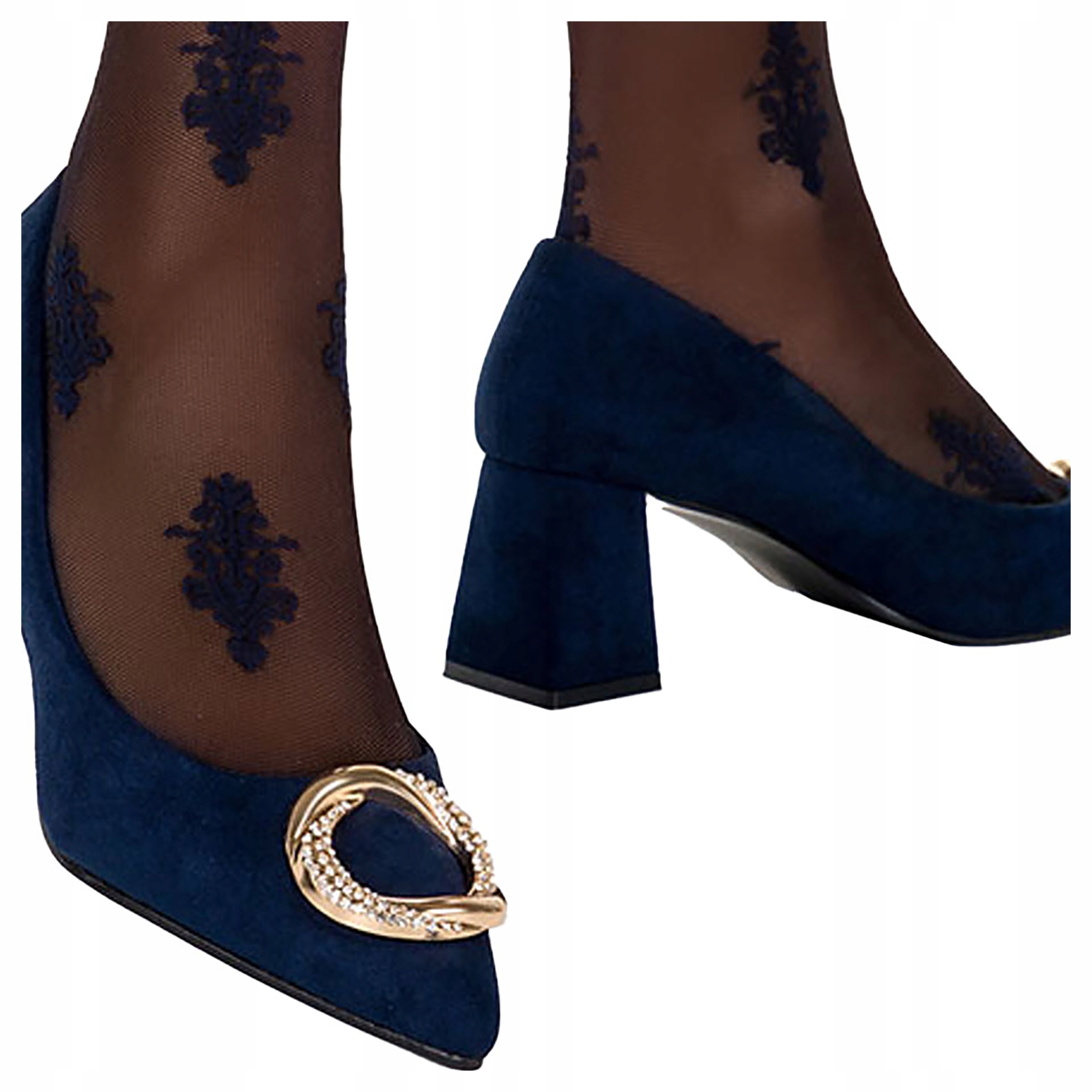 CZÓŁENKA Z MODNĄ OZDOBĄ SZPIC OBCAS SŁUPEK NEW 40