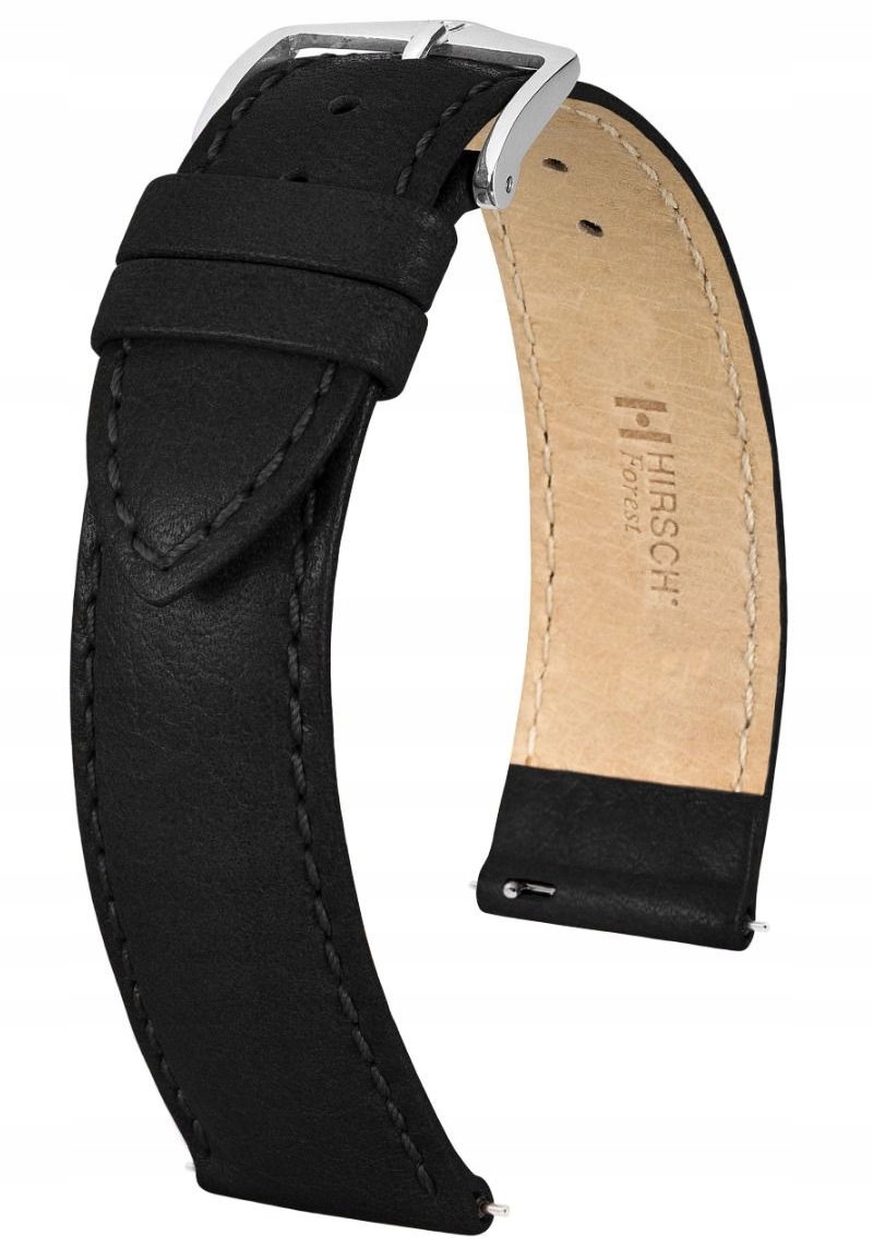 Černý Kožený Matný Klasický Řemínek Pro Hodinky Hirsch Forest L 20 mm