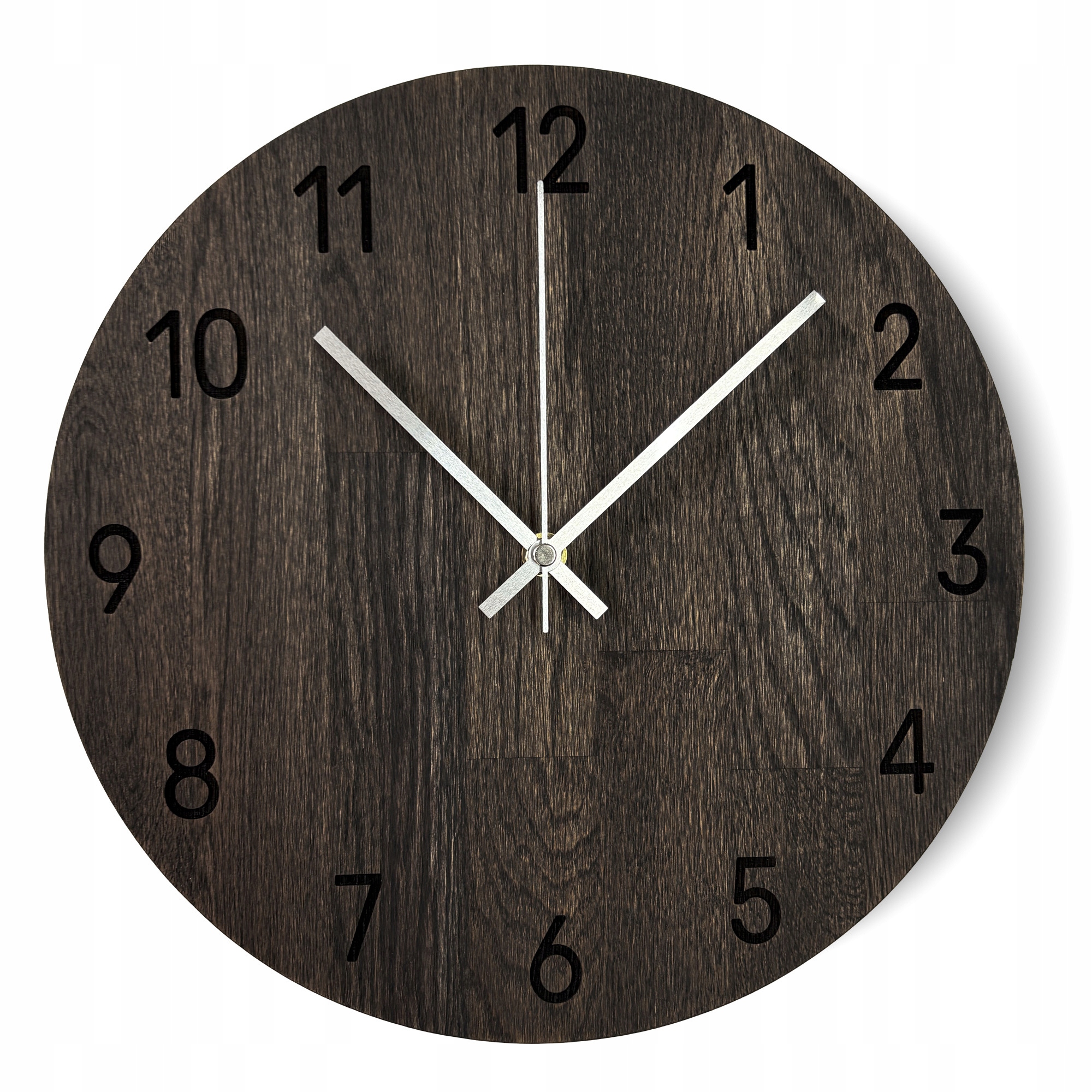 Nástenné hodiny tmavé dubové luxusný design, Ručičky: strieborné, 40 cm