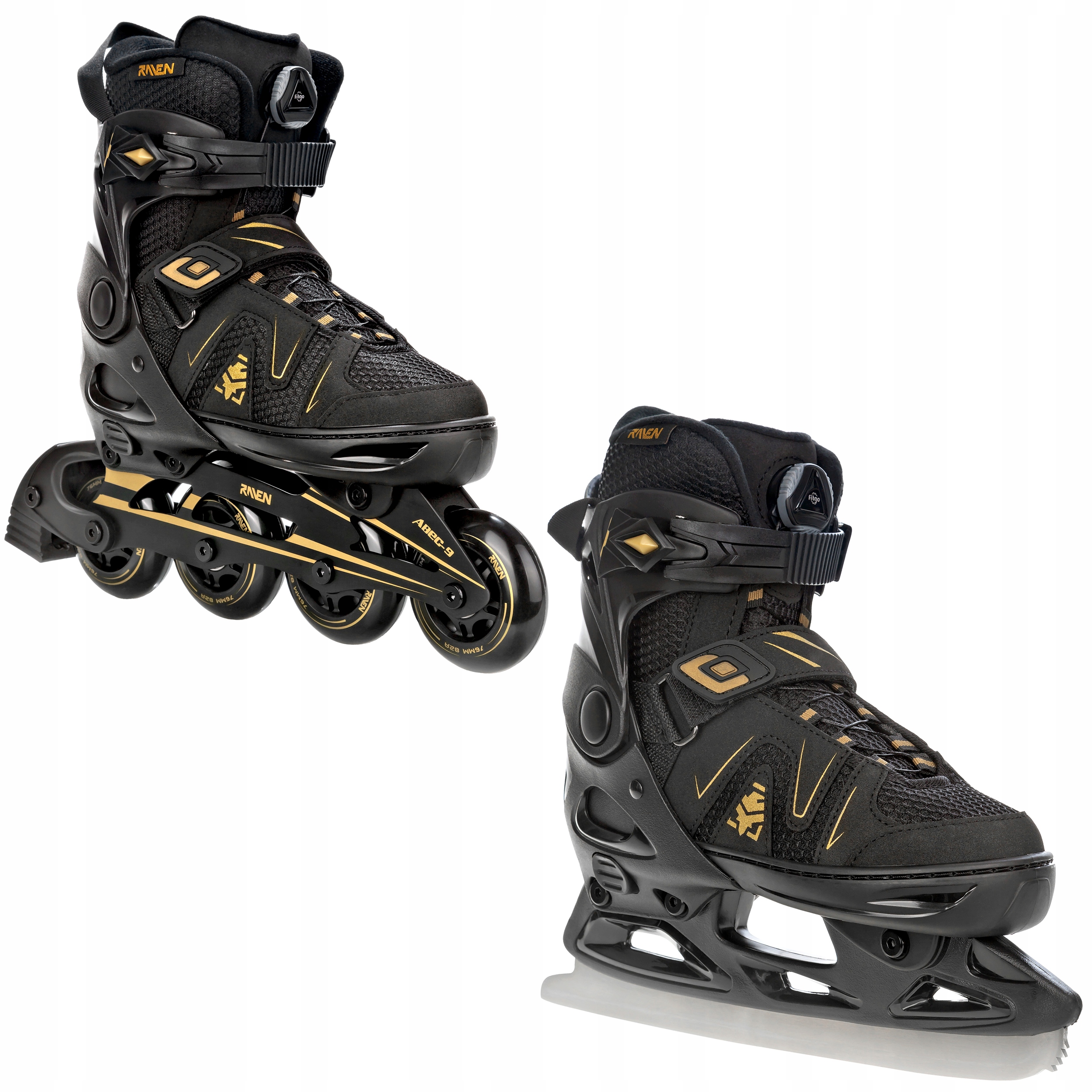 Rolki łyżwy figurowe regulowane 2w1 Raven Pulse PRO Gold FitGo