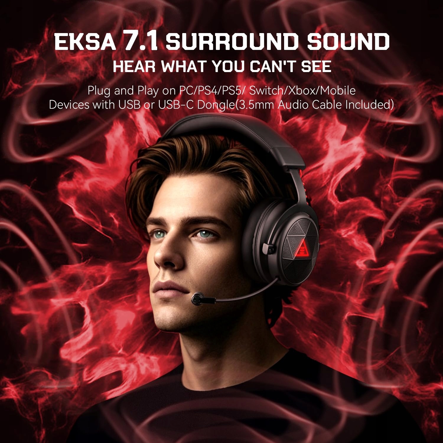 EKSA Bezprzewodowe Słuchawki Gamingowe USB-C 71 Surround PC PS5 E900X Stan opakowania oryginalne