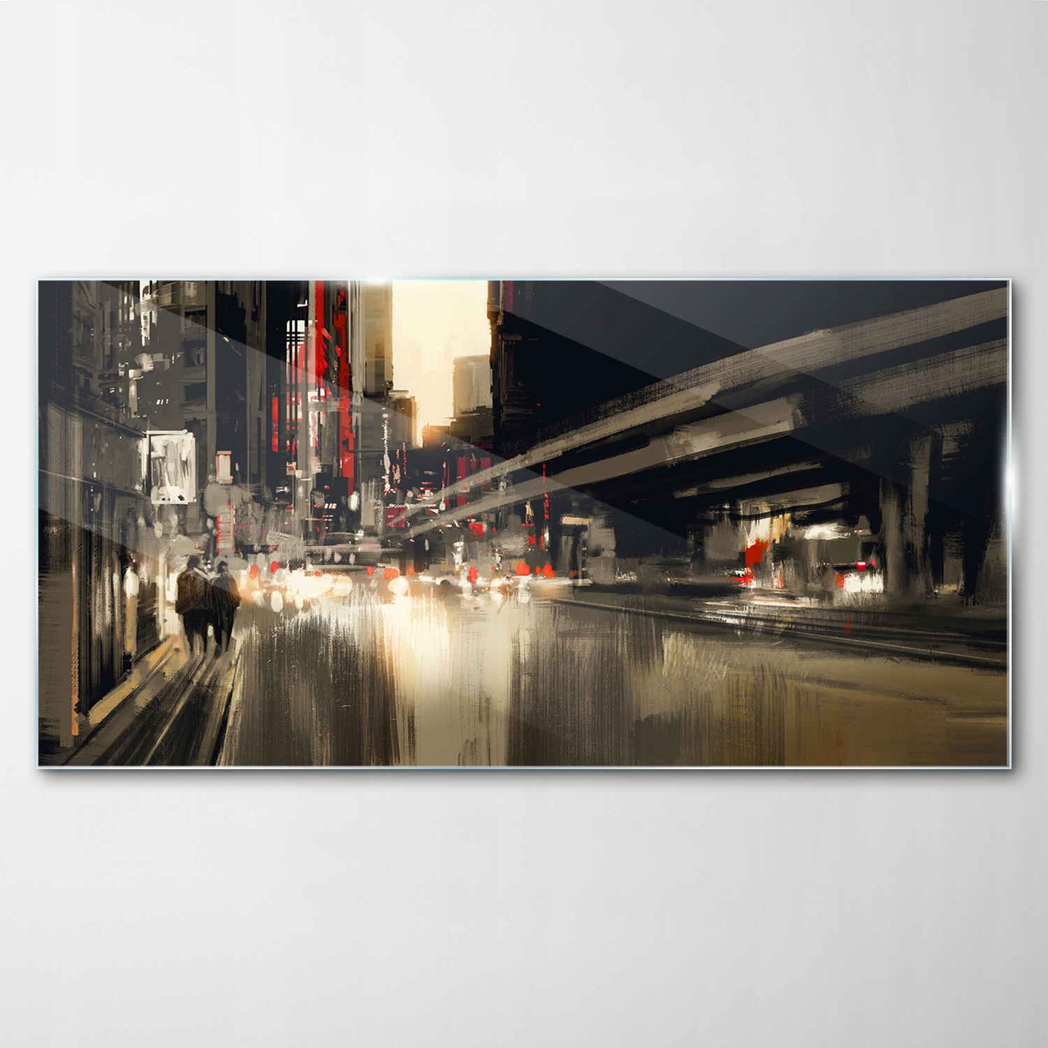 Tvrdený sklenený obraz Mesto svetla Autá 100x50