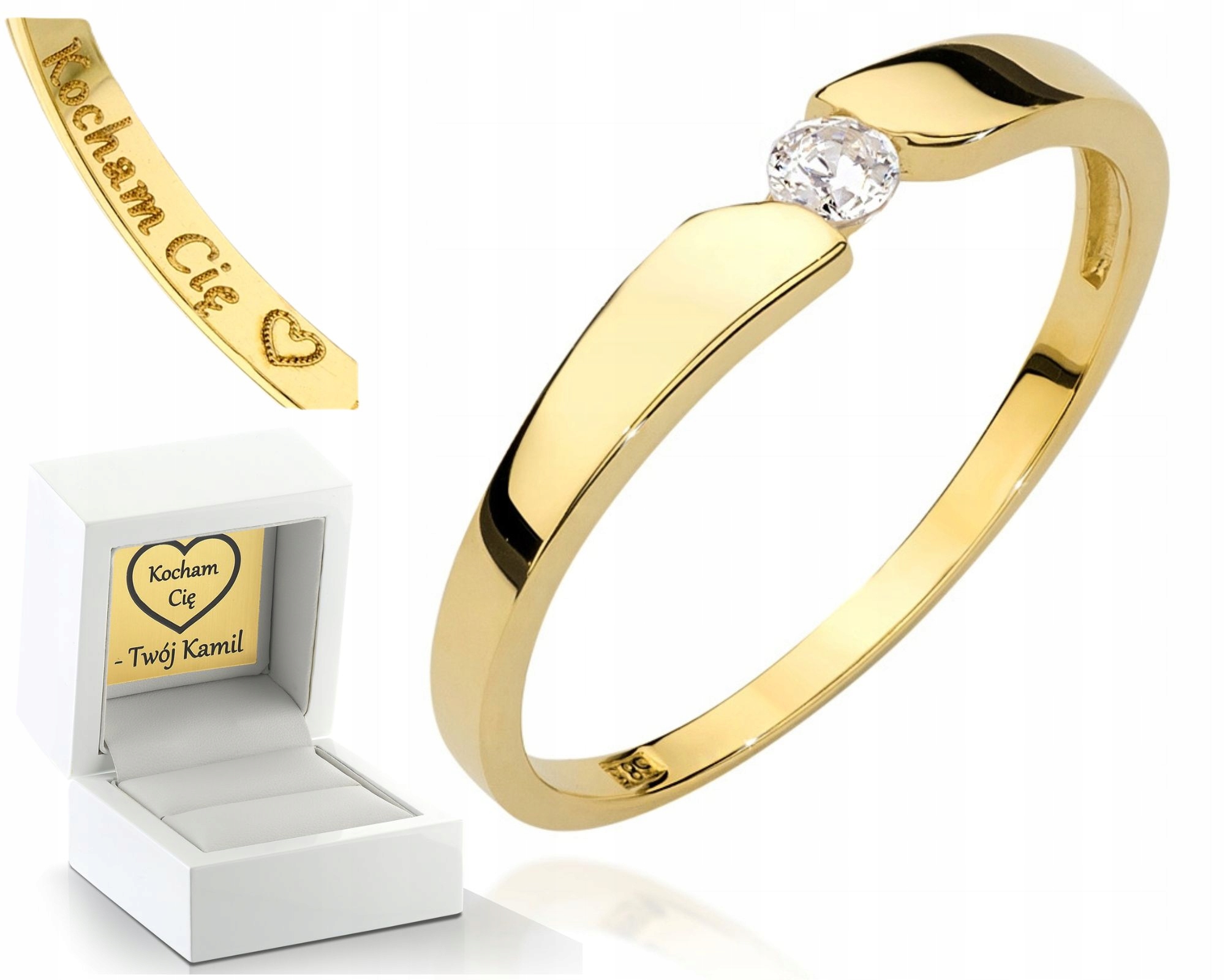 Zlatý Prstýnek Briliant Gravírování 585 Žluté Zlato