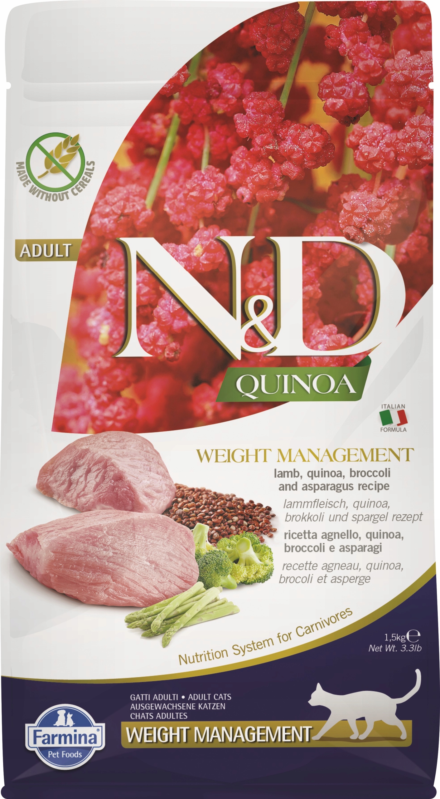 Levně Farmina Nd Quinoa Lamb Weight Management 1,5 kg Krmivo pro kočky