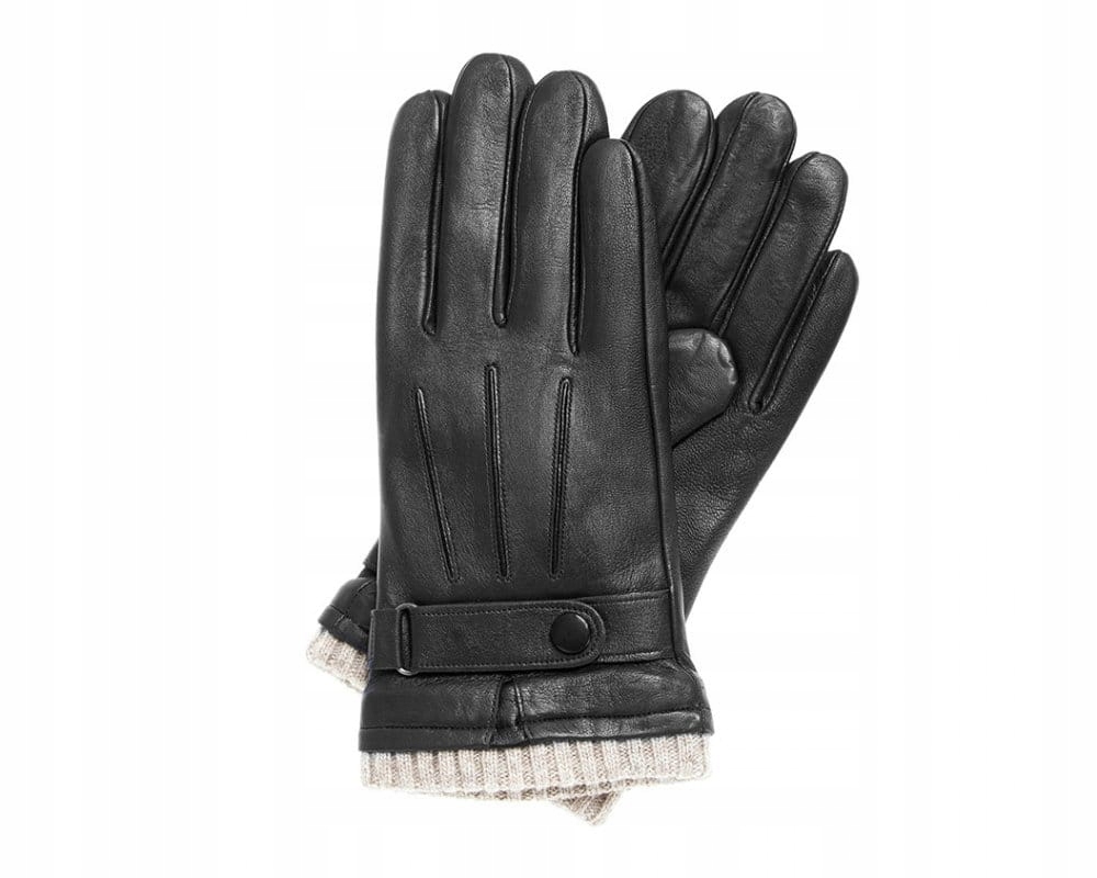Pánské zimní zateplené rukavice Wittchen 39-6-710-1 M, kožené, černé