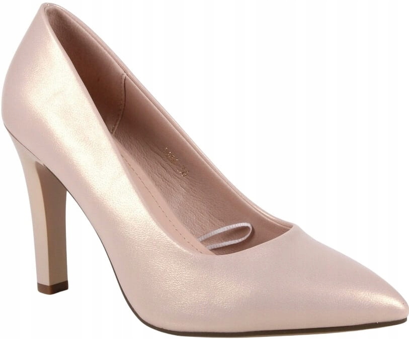 CZÓŁENKA DAMSKIE SZPILKI NA SŁUPKU NUDE PERŁOWE 38 Długość wkładki 24.2 cm