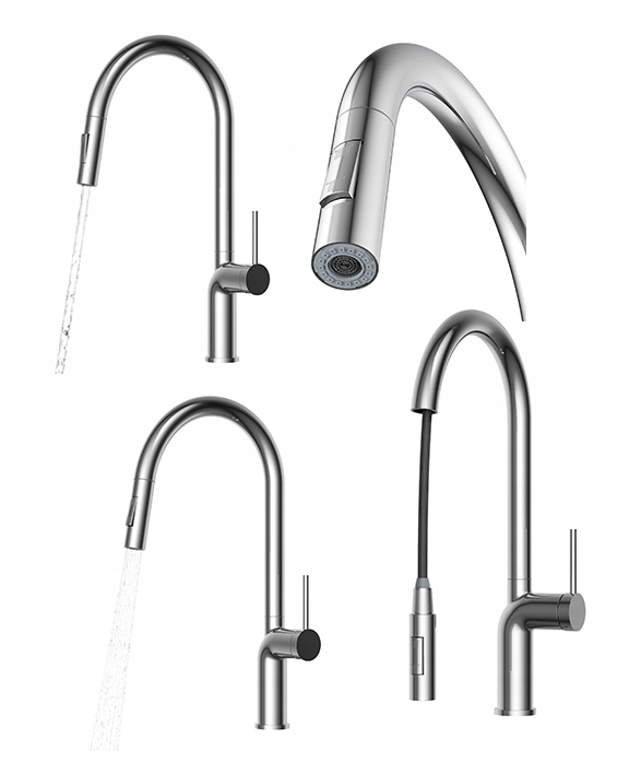 Kuchynská batéria Oxi chróm s výsuvným výtokom, vysoká umývadlová batéria