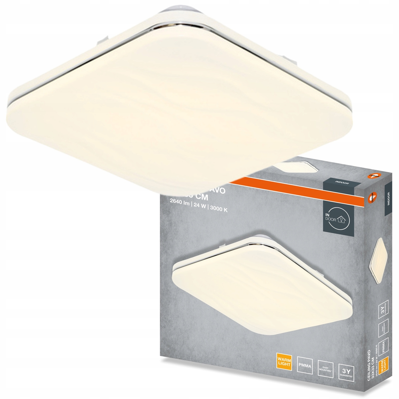 Stropní Svítidlo Led nástěnné svítidlo 24W 1680lm 3000K Čtvercový Bílý Pavo Osram