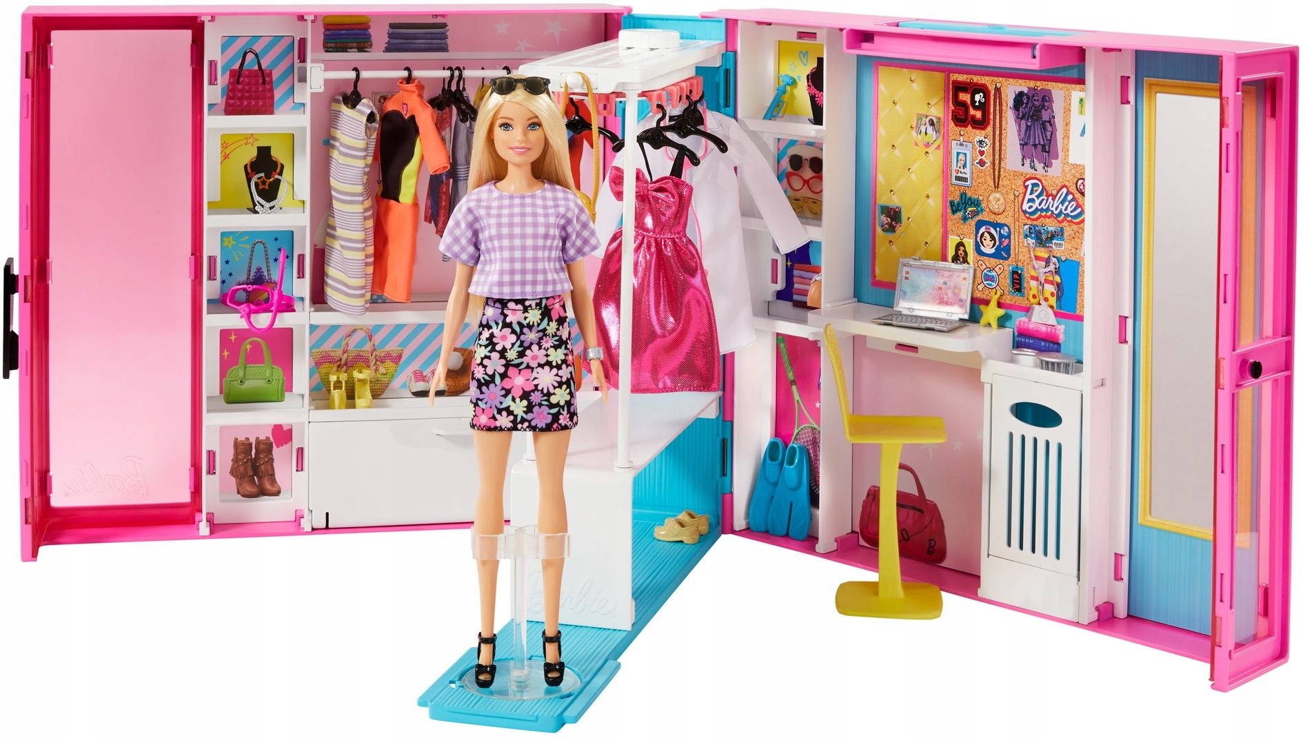 Большой набор кукол. Барби гардероб мечты. Шкаф для одежды, Barbie Mattel 17222663. Игровой набор Mattel "Barbie новый дом мечты". Mattel Barbie шкаф мечты (с куклой) hgx57.