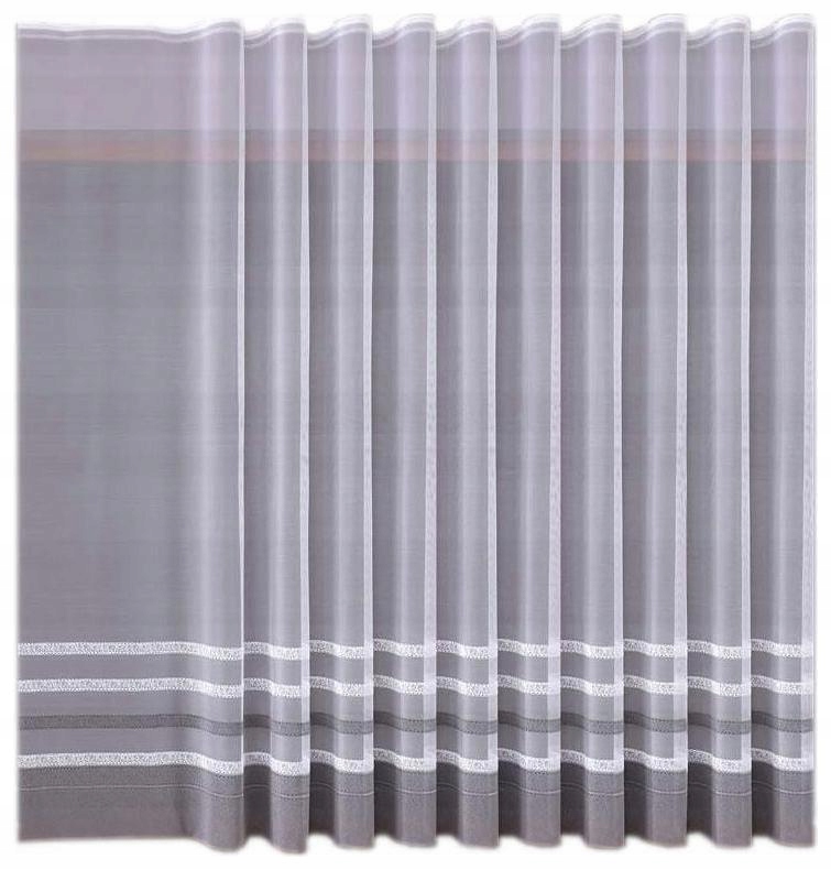 Hotová Záclona na pásku 550x220 Bílo-šedá Pásy Hotová Záclona do obývacího pokoje