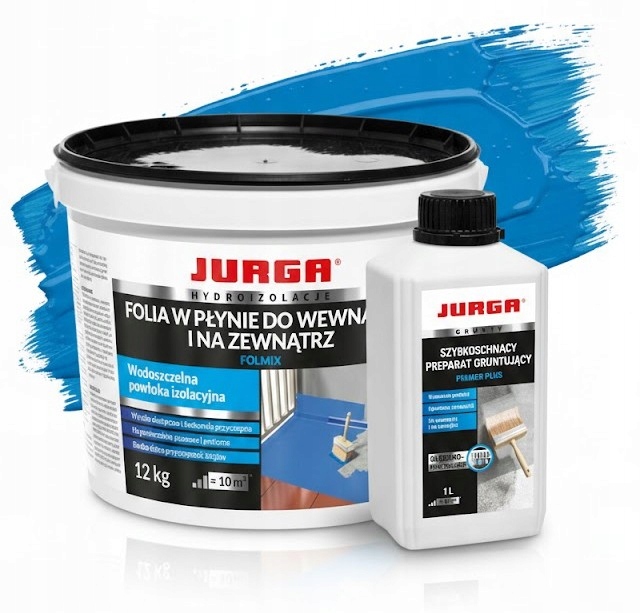 Folia w płynie Zewnątrz hydroizolacja łazienki Balkon 12kg Jurga Grunt 1L