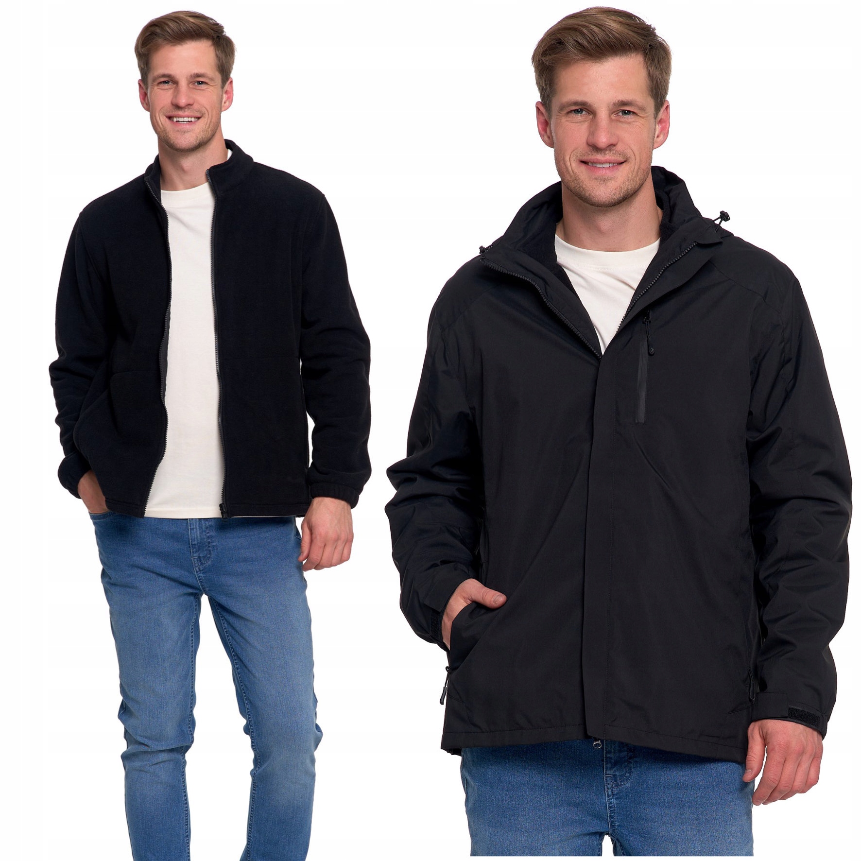 Pánská Nepromokavá Bunda 3V1 S Fleecem A Kapucí Moraj, Teplá, Černá XXL