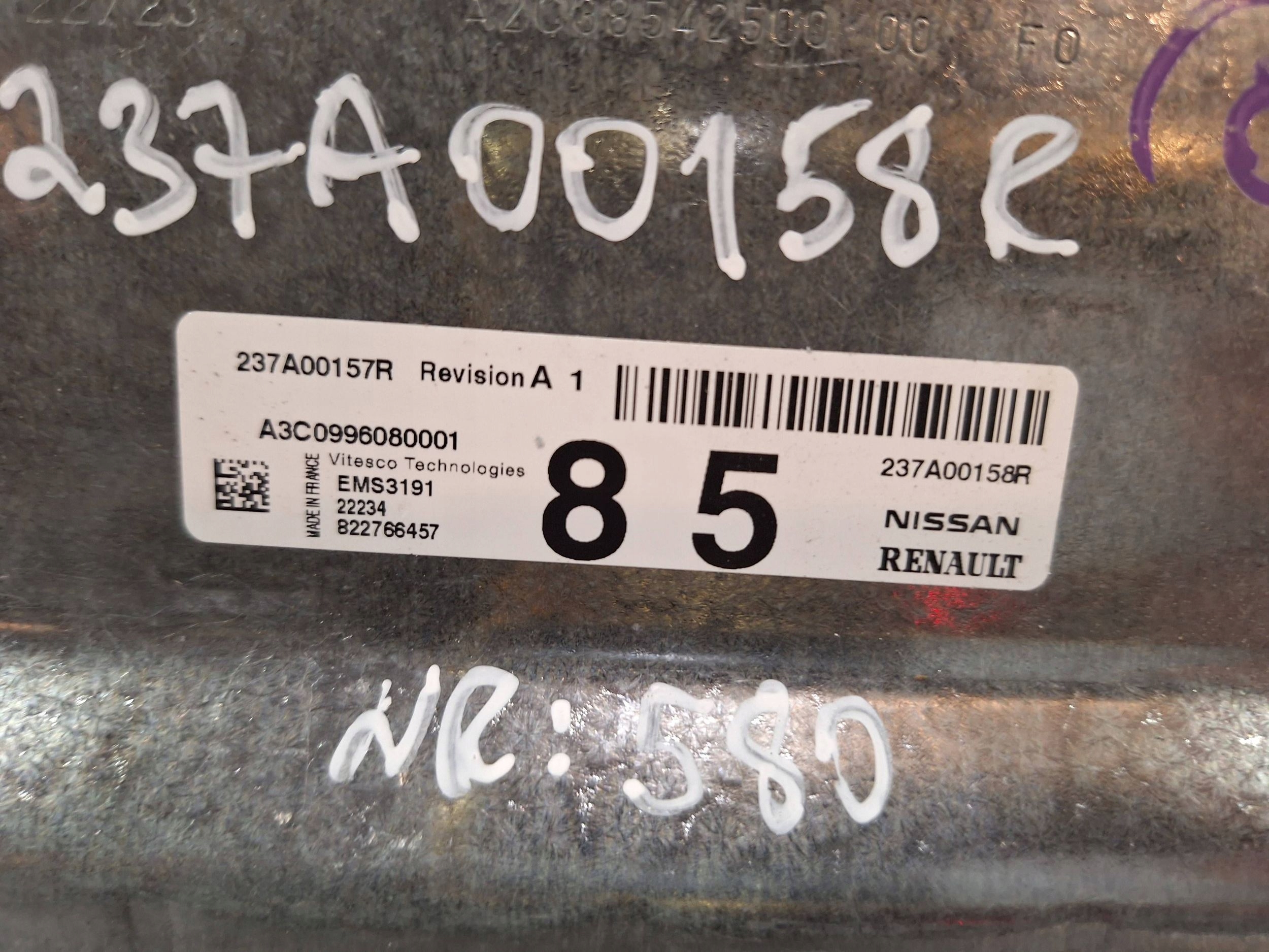 Computer 237A00157R 237A00158R A3C0996080001 RENAULT 1.6 E-TECH