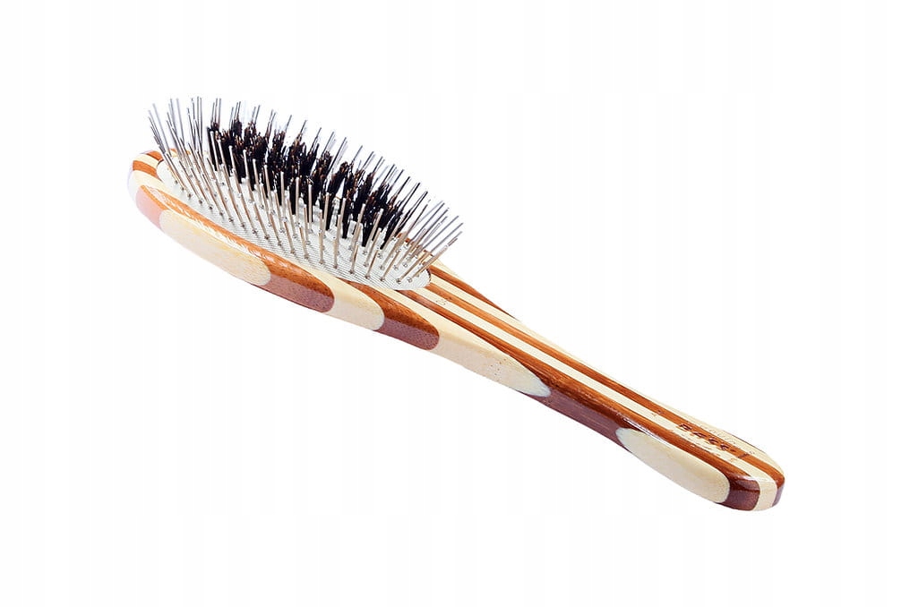 Levně Hybridní kartáč Groomer Medium Oval Brush bambusové, kovové piny a natu