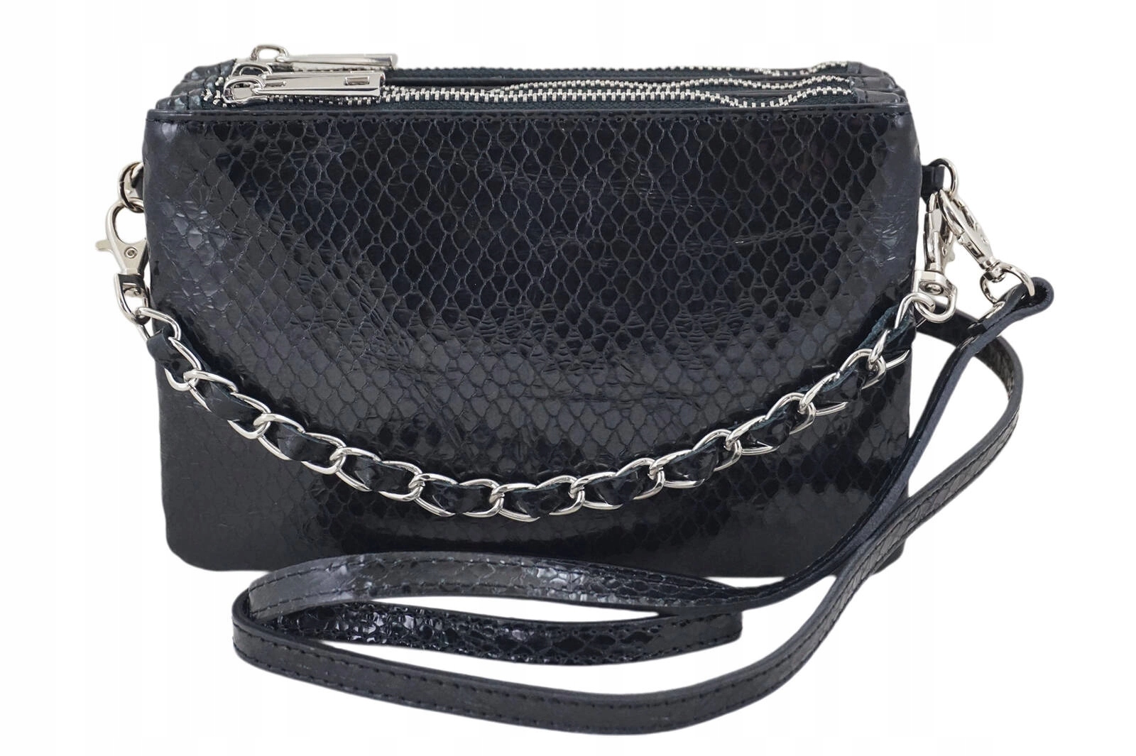 Kožená lakovaná večerní kabelka černá